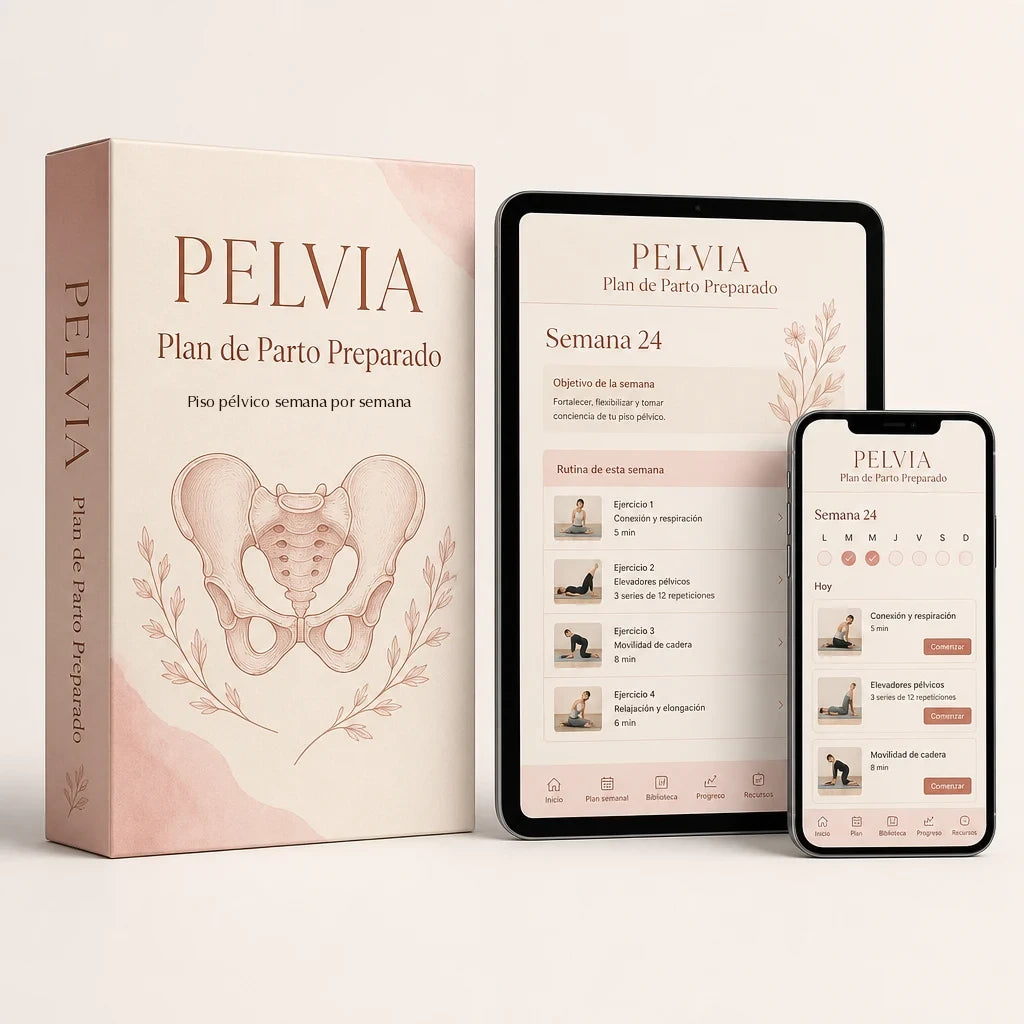 PELVIA Plan de Parto Preparado: la guía y el plan de piso pélvico semana por semana en tablet y celular